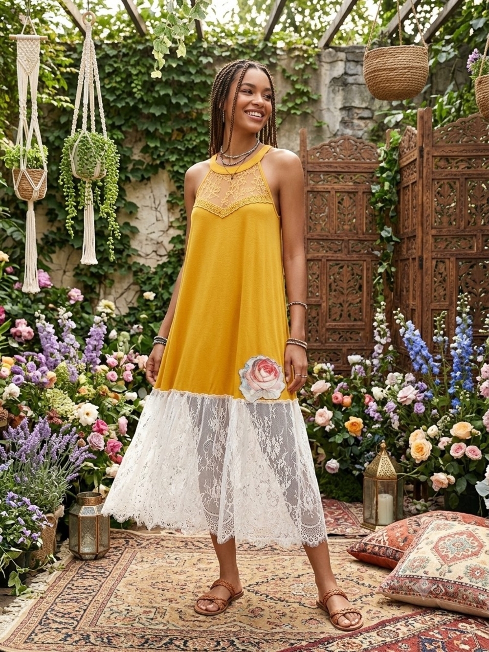 OOAK SUMMER BREEZE BOHO DRESS MED-1X